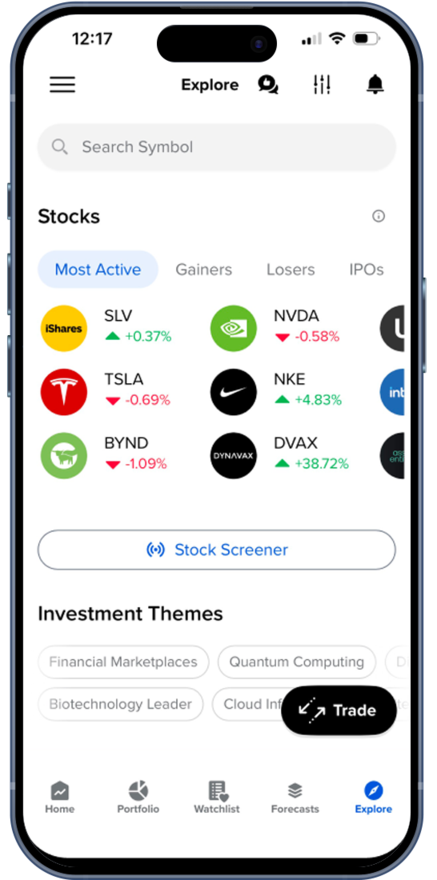 GlobalTrader Explore Screen